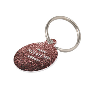 Personalize Glam Brown Red Glitter sparkles Pet Tag