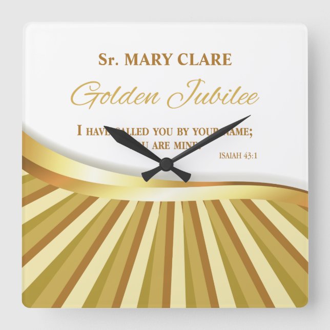 Personalize, Golden Jubilee of Religious Life Square Wall Clock (Front)