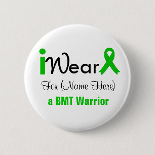 Personalize Green Ribbon Bone Marrow Transplant 6 Cm Round Badge