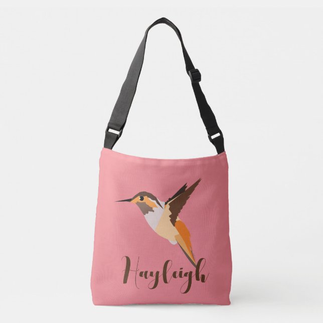 Personalize hummingbird Crossbody Bag (Front)