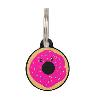 Personalize Info Name/Contact/Address Pink Donut Pet Tag
