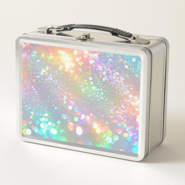 PERSONALIZE - Iridescent Glitter Metal Lunch Box (Front)