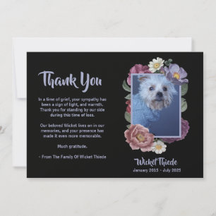 Personalize It! Floral Photo Pet Memorial Thank Invitation