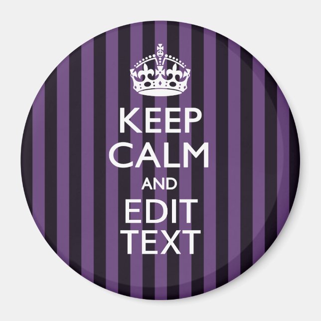 Personalize it Keep Calm Your Text Purple Stripes Magnet (Front)