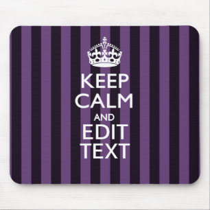 Personalize it Keep Calm Your Text Purple Stripes Mouse Mat