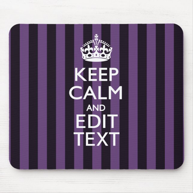 Personalize it Keep Calm Your Text Purple Stripes Mouse Mat (Front)