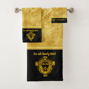 Personalize Jesus Gold Design for Coastal Comfort Bath Towel Set