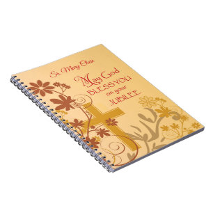 Personalize, Jubilee Anniversary Nun Cross, Swirls Notebook