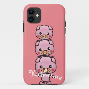 Personalize Kawaii Pigs Cartoon iPhone 11 Case