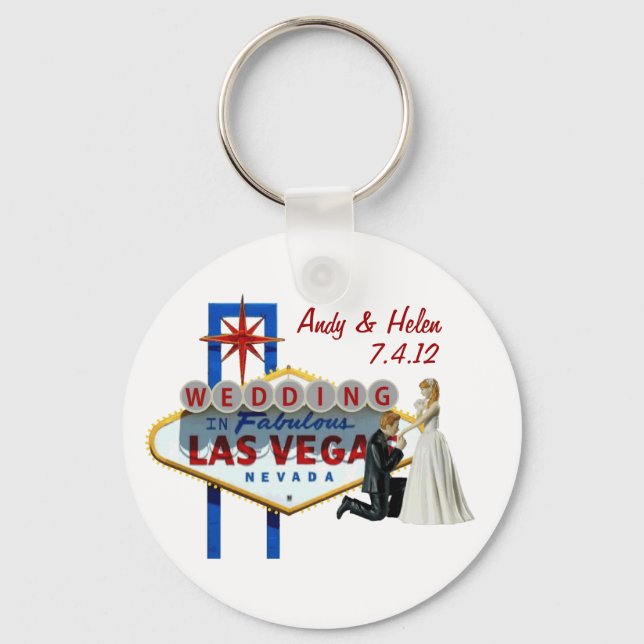 Personalize Las Vegas Wedding Keepsake Keychain (Front)