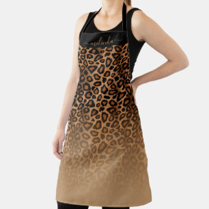 Personalize Leopard Ombre Animal Print Apron