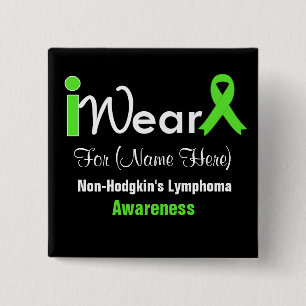 Personalize Lime Green Non-Hodgkin's Lymphoma 15 Cm Square Badge