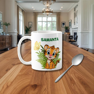  Personalize Little Tiger & Butterfly Classic Mug