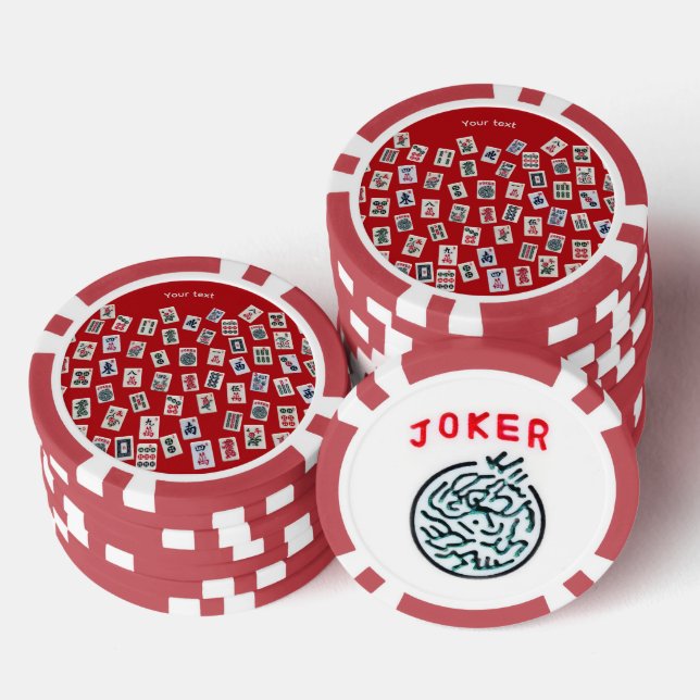 Personalize MahJong tiles (symbols) on red Poker Chips (Stack)