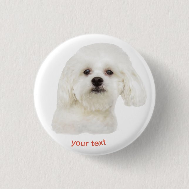 Personalize Maltese puppy 3 Cm Round Badge (Front)