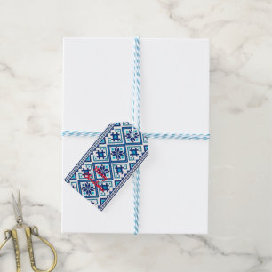 Personalize MERRY CHRISTMAS Blue KNIT Gift Tags