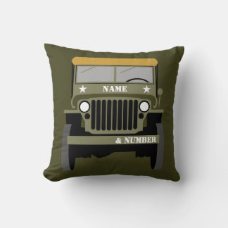 Personalize Military Veteran vintage Army Vehicle  Cushion