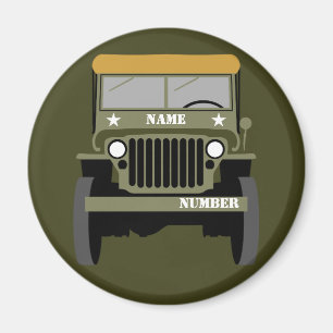 Personalize Military Veteran vintage Army Vehicle Magnet