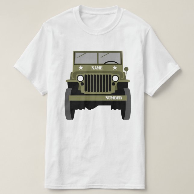Personalize Military Veteran vintage Army Vehicle T-Shirt (Design Front)