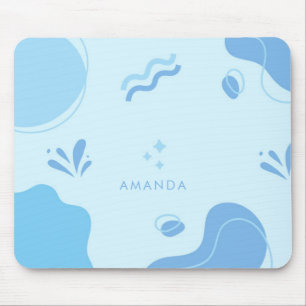 Personalize Modern Abstract Blue Minimalist Mouse Mat