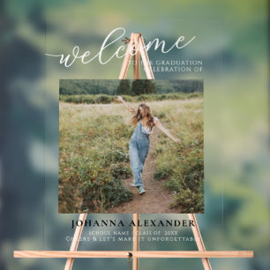 Personalize Modern Photo Graduation Welcome Acrylic Sign