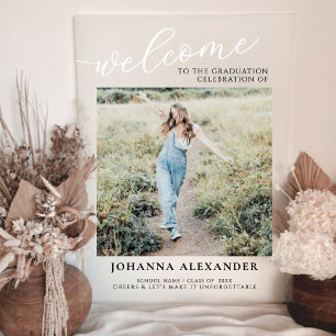 Personalize Modern Photo Graduation Welcome Acrylic Sign