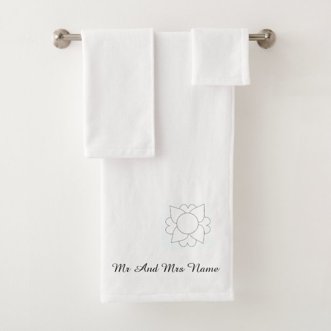 Personalize Mr And Mrs Name  Bath Towel Set (Insitu)