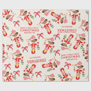 Personalize Multicultural Boy Elf Wrapping Paper