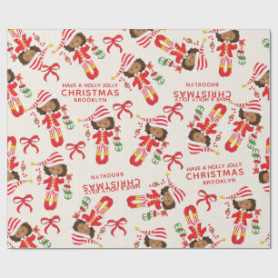 Personalize Multicultural Elf Wrapping Paper