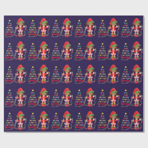 Personalize Multicultural Girl Elf Wrapping Paper
