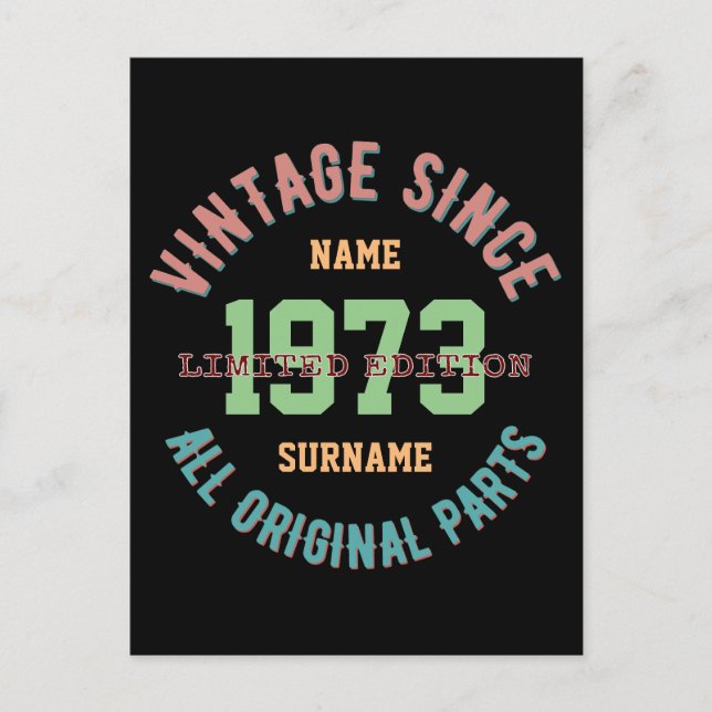PERSONALIZE NAME BIRTHDAY YEAR VINTAGE GIFTS POSTCARD (Front)