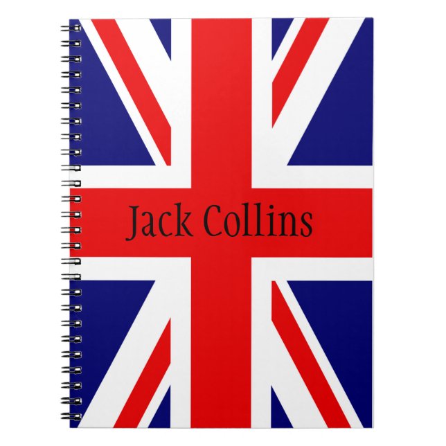 Personalize name British flag - the Union Jack Notebook (Front)