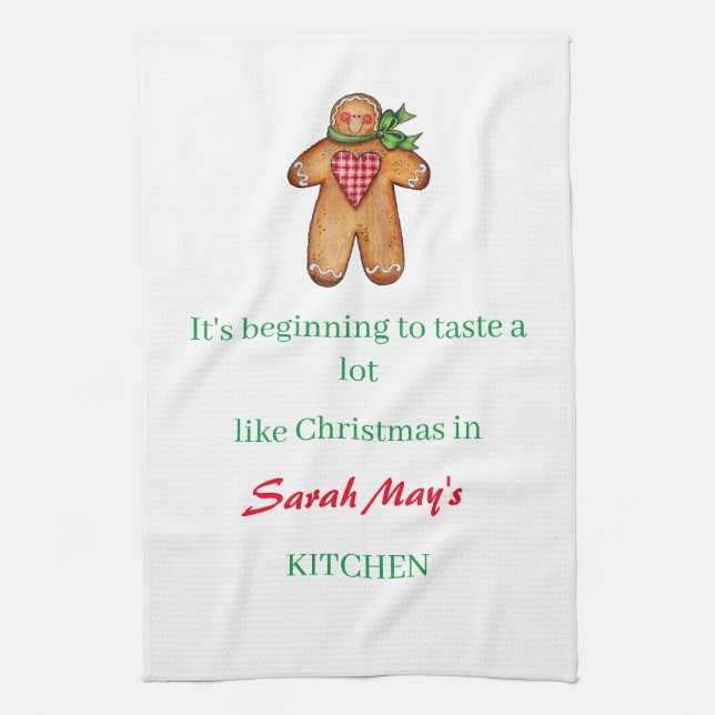 Personalize Name Christmas Kitchen Tea Towel (Vertical)