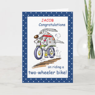 Personalize Name Congratulations Riding Bike, Funn Card