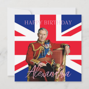 Personalize Name King Charles III British flag  Card