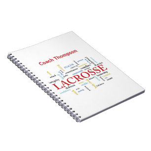Personalize Name Lacrosse Coach Thanks Words Notebook