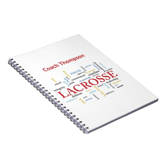 Personalize Name Lacrosse Coach Thanks Words Notebook (Right Side)