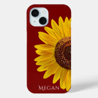 Personalize Name Maroon Red Yellow Sunflower