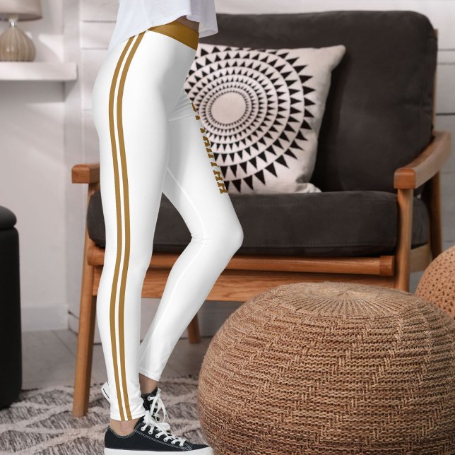 Personalize Name Quote Active Women Striped Yoga  Leggings (Creator Uploaded)