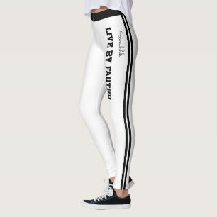 Personalize Name Quote Active Women Striped Yoga Leggings