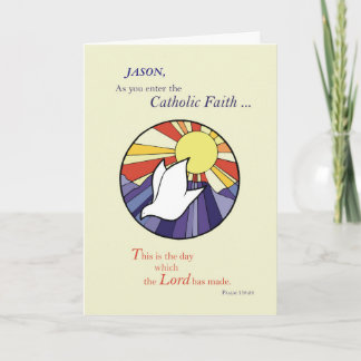 Personalize Name, RCIA Dove Circle on Yellow, Cust Card