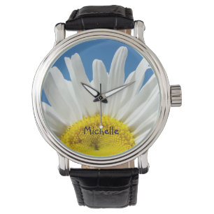 Personalize Name watches Yellow White Daisy Flower