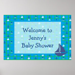 Personalize Nautical Sailboats  Baby shower Poster