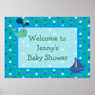 Personalize Nautical Sailboats  Baby shower Poster