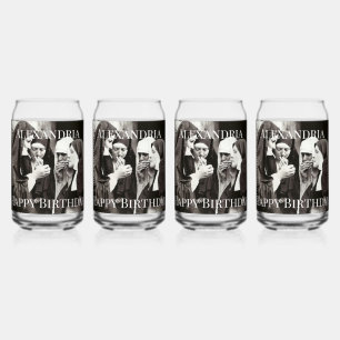 Personalize Nuns Smoking Vintage Happy birthday Can Glass