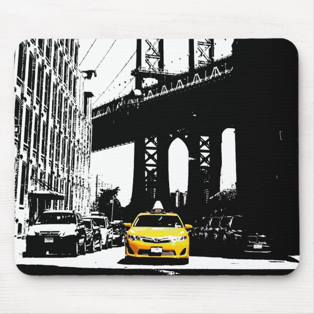 Personalize Nyc New York City Yellow Taxi Brooklyn Mouse Mat (Front)