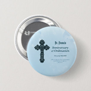 Personalize, Ordination Anniversary Priest, Cross 6 Cm Round Badge