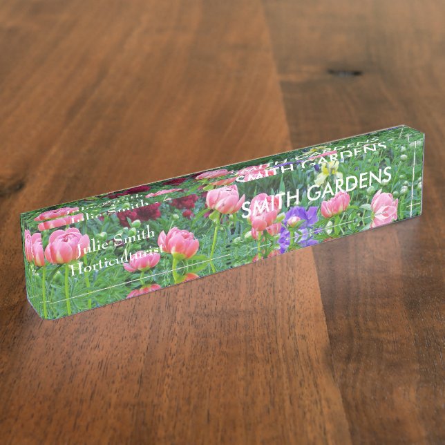 PERSONALIZE: "PEONY GARDEN" ACRYLIC DESK NAMEPLATE (Side)