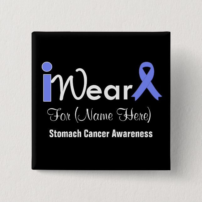 Personalize Periwinkle Ribbon Stomach Cancer 15 Cm Square Badge (Front)