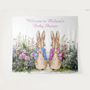 Personalize Peter and Flopsy Baby shower EXTRA LGE Tapestry